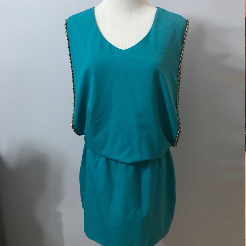 Teal dress with chain embellishes